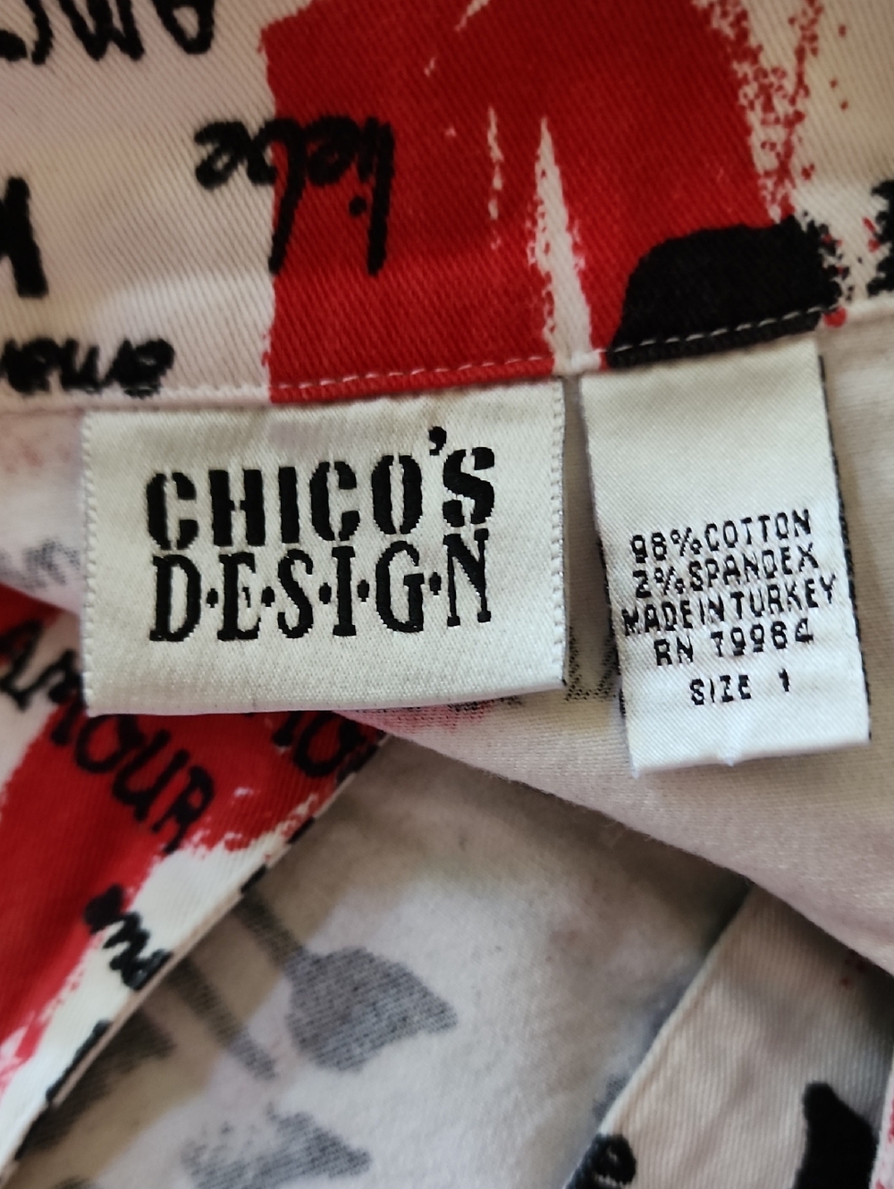 CHICO'S Vintage 1990s Design Kanji Asian Print Button-Up Jacket. - Picture 5 of 5